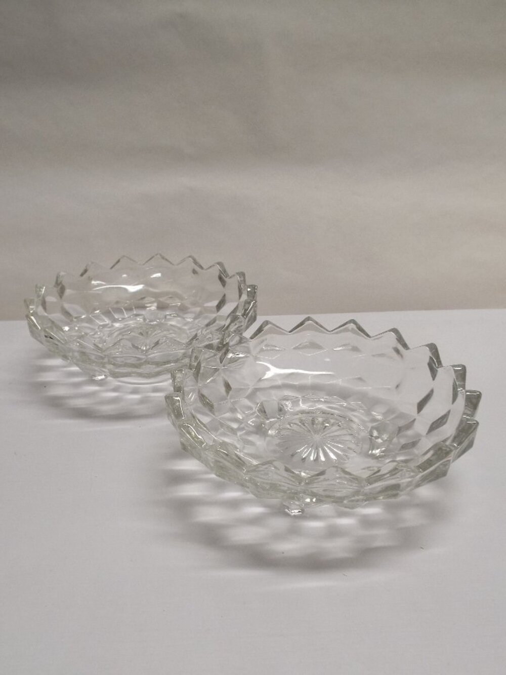 VINTAGE Fostoria Footed Clear Glass Candy Dishes - Set of 2, NO Blemishes, NICE
